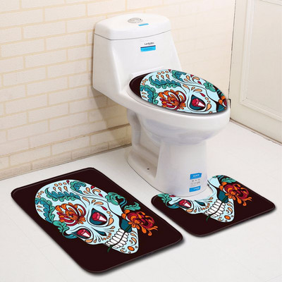 Suger Skull 3 kom Prostirka za kupaonicu Tepih za Noć vještica Kupaonska prostirka Protuklizna WC prostirka Set Navlaka za WC školjku Dodaci Božićni darovi