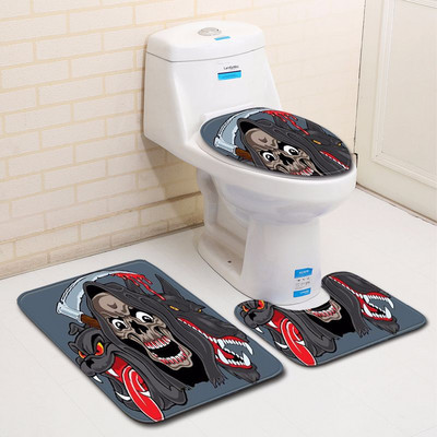 Suger Skull 3 kom Prostirka za kupaonicu Tepih za Noć vještica Kupaonska prostirka Protuklizna WC prostirka Set Navlaka za WC školjku Dodaci Božićni darovi