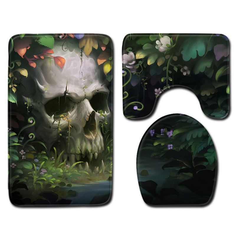 Suger Skull 3 kom Prostirka za kupaonicu Tepih za Noć vještica Kupaonska prostirka Protuklizna WC prostirka Set Navlaka za WC školjku Dodaci Božićni darovi