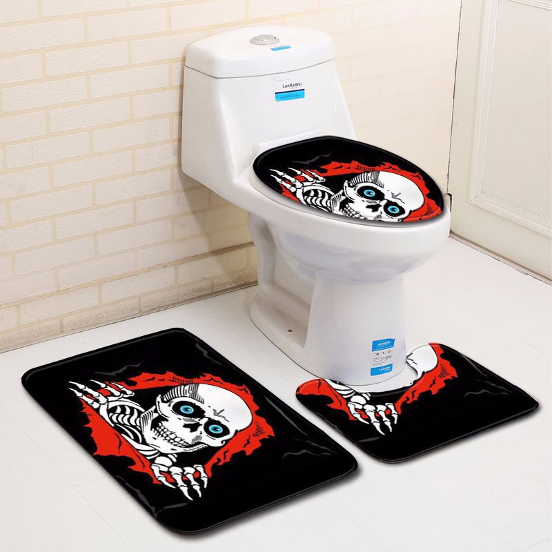Suger Skull 3 kom Prostirka za kupaonicu Tepih za Noć vještica Kupaonska prostirka Protuklizna WC prostirka Set Navlaka za WC školjku Dodaci Božićni darovi