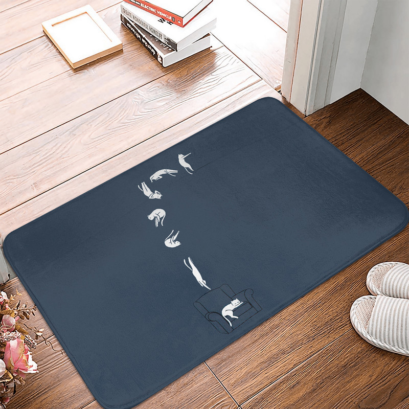 Jauka kaķa kaķenīte Guļamistabas Pretslīdes koraļļu samta paklājs Zooveikals Virtuve Vanna Ieejas durvju paklājiņš Mājas dekors kāju paklājiņš