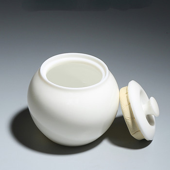 Бяла керамична саксия от свинска мас Малка керамична саксия за съхранение Саксия за съхранение Чайник Кутия за пепел от домашни любимци Сувенир