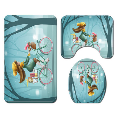 Komplet prostirki za kupanje s ispisanim crtanim motivima Dekorativna zavjesa za kupaonicu Neklizajuće prostirke za kupaonicu Prostirka za poklopac WC školjke Komplet prostirki za kupaonicu Kupaonski tepih Se