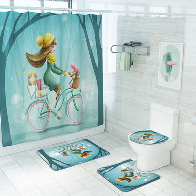 Komplet prostirki za kupanje s ispisanim crtanim motivima Dekorativna zavjesa za kupaonicu Neklizajuće prostirke za kupaonicu Prostirka za poklopac WC školjke Komplet prostirki za kupaonicu Kupaonski tepih Se