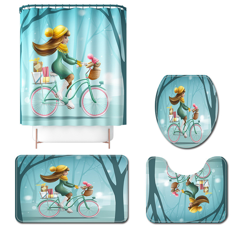 Komplet prostirki za kupanje s ispisanim crtanim motivima Dekorativna zavjesa za kupaonicu Neklizajuće prostirke za kupaonicu ​Prostirka za poklopac WC školjke Komplet prostirki za kupaonicu Kupaonski tepih Se