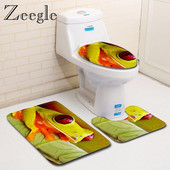 Zeegle 3D Printed Forg vannas istabas paklājiņa komplekts Bahtroom ieejas paklājiņš Durvju paklājiņš Poliestera tualetes sēdekļa pārklājs tualetes dekoru paklājiņš mazgājams paklājs