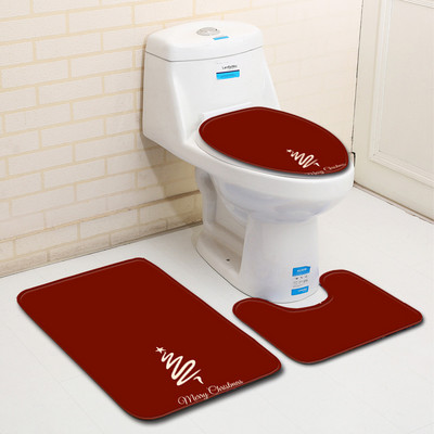 Zeegle Set kupaonskih prostirki od 3 komada Božićni uzorak Prostirka za kupaonicu Protuklizna prostirka za tuširanje WC prostirke Poklopac Upijajući tepih za kupaonicu