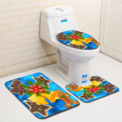 Zeegle Set kupaonskih prostirki od 3 komada Božićni uzorak Prostirka za kupaonicu Protuklizna prostirka za tuširanje WC prostirke Poklopac Upijajući tepih za kupaonicu