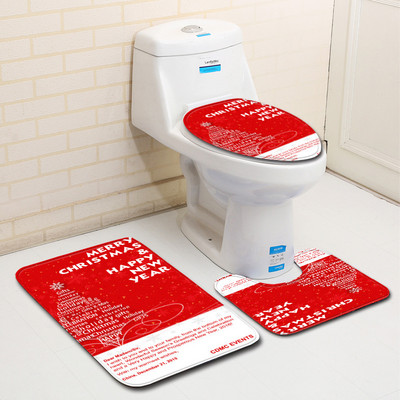 Zeegle Set kupaonskih prostirki od 3 komada Božićni uzorak Prostirka za kupaonicu Protuklizna prostirka za tuširanje WC prostirke Poklopac Upijajući tepih za kupaonicu