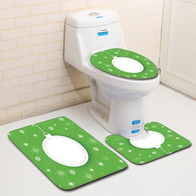 Zeegle Set kupaonskih prostirki od 3 komada Božićni uzorak Prostirka za kupaonicu Protuklizna prostirka za tuširanje WC prostirke Poklopac Upijajući tepih za kupaonicu