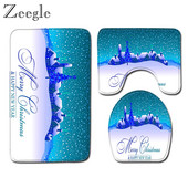 Zeegle božićni set prostirki za kupaonicu Podloga za WC sjedalo Podloga za kupaonicu Odijelo Neklizajuća kupaonska mekana prostirka za noge Toliet prostirka Kupaonska podna prostirka