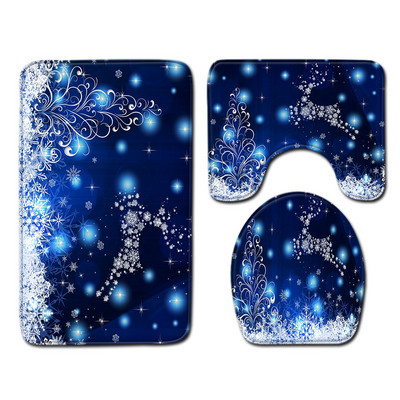 Zeegle božićni set prostirki za kupaonicu Podloga za WC sjedalo Podloga za kupaonicu Odijelo Neklizajuća kupaonska mekana prostirka za noge Toliet prostirka Kupaonska podna prostirka