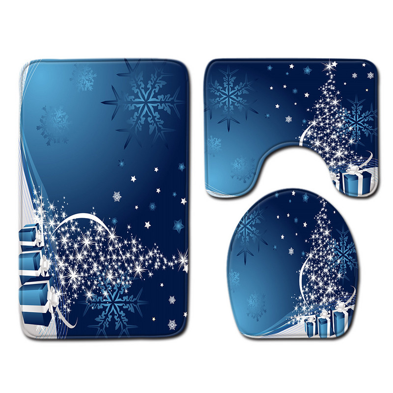 Zeegle božićni set prostirki za kupaonicu Podloga za WC sjedalo Podloga za kupaonicu Odijelo Neklizajuća kupaonska mekana prostirka za noge Toliet prostirka Kupaonska podna prostirka