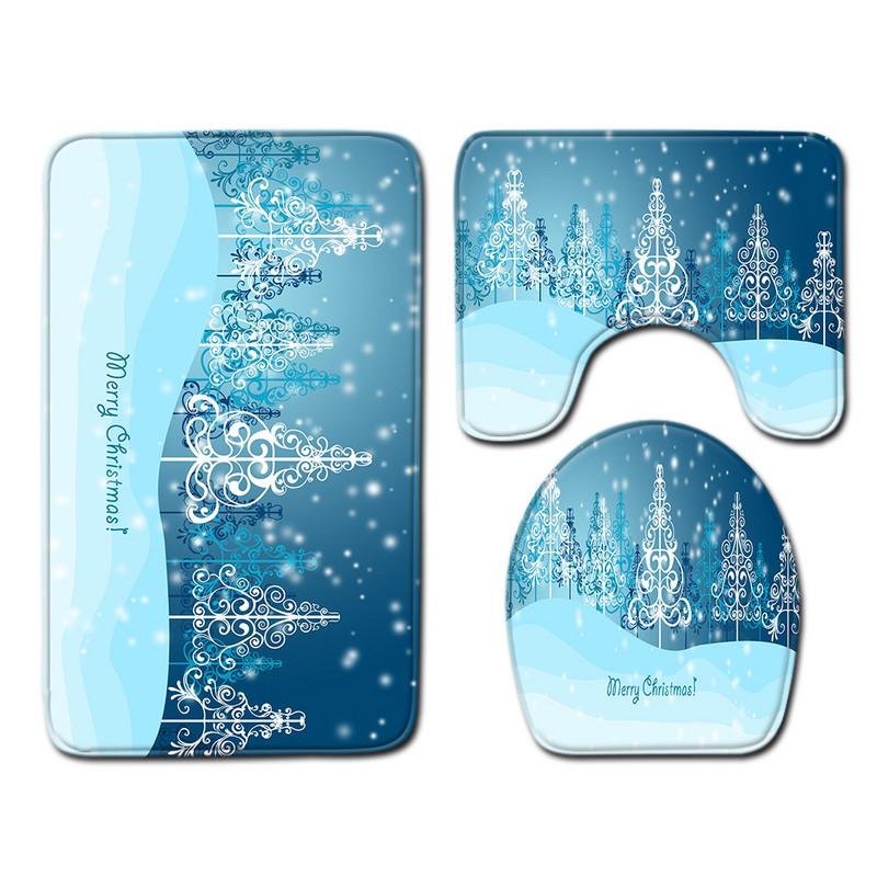 Zeegle božićni set prostirki za kupaonicu Podloga za WC sjedalo Podloga za kupaonicu Odijelo Neklizajuća kupaonska mekana prostirka za noge Toliet prostirka Kupaonska podna prostirka