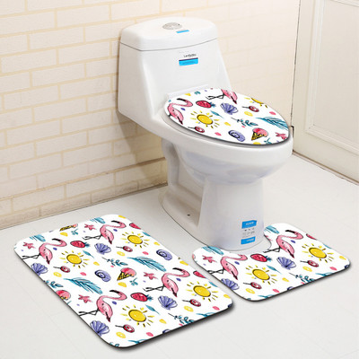 Zeegle Flamingo serija Kupaonski tepisi s uzorkom 3 komada Neklizajuće podne prostirke Prostirke za kupaonicu od mikrovlakana Perive toaletne prostirke Poklopac