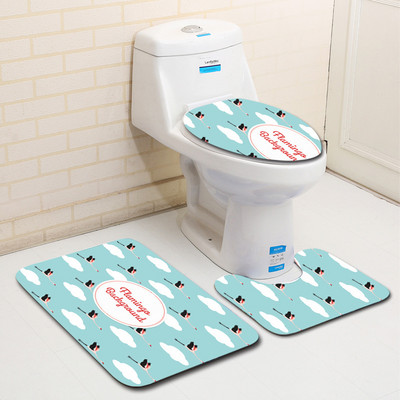 Zeegle Flamingo serija Kupaonski tepisi s uzorkom 3 komada Neklizajuće podne prostirke Prostirke za kupaonicu od mikrovlakana Perive toaletne prostirke Poklopac