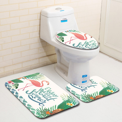 Zeegle Flamingo serija Kupaonski tepisi s uzorkom 3 komada Neklizajuće podne prostirke Prostirke za kupaonicu od mikrovlakana Perive toaletne prostirke Poklopac