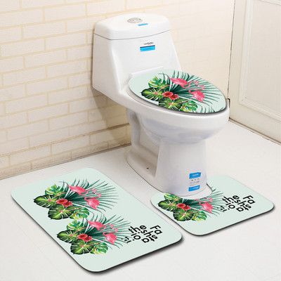 Zeegle Flamingo serija Kupaonski tepisi s uzorkom 3 komada Neklizajuće podne prostirke Prostirke za kupaonicu od mikrovlakana Perive toaletne prostirke Poklopac