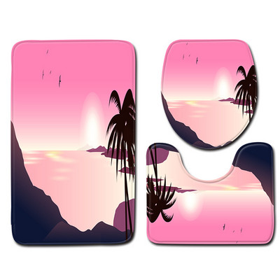 Otirač za WC školjku u kupaonici Dekoracija doma Otirač za kupaonicu za pejzažni ispis Jastuk za WC sjedalo Protuklizni vodootporni set tepiha