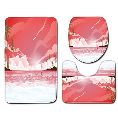 Otirač za WC školjku u kupaonici Dekoracija doma Otirač za kupaonicu za pejzažni ispis Jastuk za WC sjedalo Protuklizni vodootporni set tepiha