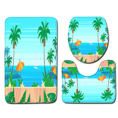 Otirač za WC školjku u kupaonici Dekoracija doma Otirač za kupaonicu za pejzažni ispis Jastuk za WC sjedalo Protuklizni vodootporni set tepiha