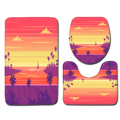 Otirač za WC školjku u kupaonici Dekoracija doma Otirač za kupaonicu za pejzažni ispis Jastuk za WC sjedalo Protuklizni vodootporni set tepiha