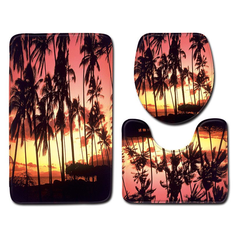 Otirač za WC školjku u kupaonici Dekoracija doma Otirač za kupaonicu za pejzažni ispis Jastuk za WC sjedalo Protuklizni vodootporni set tepiha