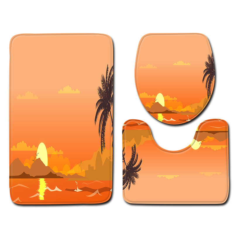 Otirač za WC školjku u kupaonici Dekoracija doma Otirač za kupaonicu za pejzažni ispis Jastuk za WC sjedalo Protuklizni vodootporni set tepiha