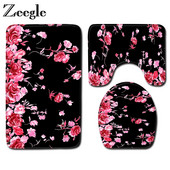 Zeegle 3 kom/set Podloge za WC Kupaonski tepih Neklizajuća prostirka za kupaonicu Kupaonski tepisi Poklopac poklopca WC školjke Podloga za tuširanje Upijajuće podne prostirke