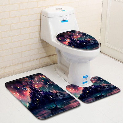 Zeegle 3kom tepisi Kupaonska navlaka za WC sjedalo Upijajuće prostirke za WC Neklizajuća kupaonska prostirka Set prostirki za kupaonicu Flanelske podne prostirke