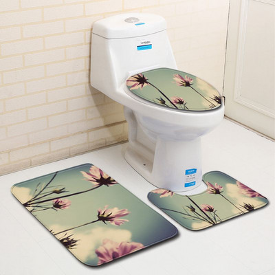 Zeegle 3kom tepisi Kupaonska navlaka za WC sjedalo Upijajuće prostirke za WC Neklizajuća kupaonska prostirka Set prostirki za kupaonicu Flanelske podne prostirke