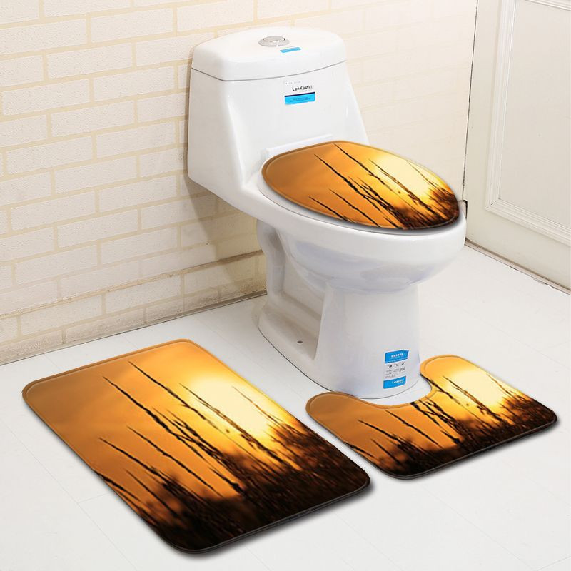 Zeegle 3kom tepisi Kupaonska navlaka za WC sjedalo Upijajuće prostirke za WC Neklizajuća kupaonska prostirka Set prostirki za kupaonicu Flanelske podne prostirke