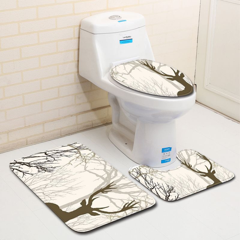 Zeegle 3kom tepisi Kupaonska navlaka za WC sjedalo Upijajuće prostirke za WC Neklizajuća kupaonska prostirka Set prostirki za kupaonicu Flanelske podne prostirke