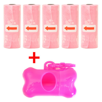 Mājdzīvnieku izkārnījumu maisiņi Vienreizlietojamie suņu atkritumu maisi Lielapjoma maisiņi ar siksnu un kaulu maisiņu dozatoru 5 ruļļi (75 gab.) Maisiņi ar ķepu nospiedumiem