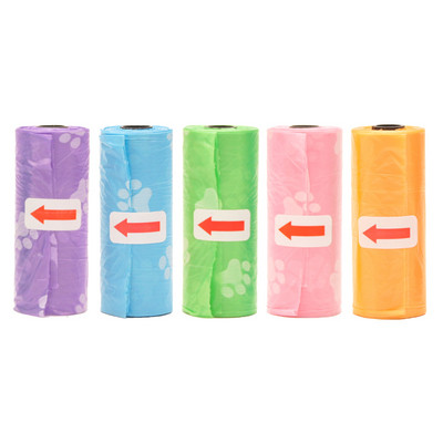 Mājdzīvnieku izkārnījumu maisiņi Vienreizlietojamie suņu atkritumu maisi Lielapjoma maisiņi ar siksnu un kaulu maisiņu dozatoru 5 ruļļi (75 gab.) Maisiņi ar ķepu nospiedumiem