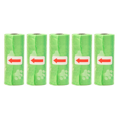 Mājdzīvnieku izkārnījumu maisiņi Vienreizlietojamie suņu atkritumu maisi Lielapjoma maisiņi ar siksnu un kaulu maisiņu dozatoru 5 ruļļi (75 gab.) Maisiņi ar ķepu nospiedumiem