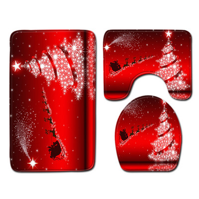 Zeegle Božićna prostirka od 3 komada Set kupaonskih prostirki Podnožje za prostirku Poklopac za WC školjku Flanelska protuklizna prostirka za kupaonicu Proizvod za uređenje doma Kupaonica