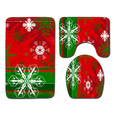 Zeegle Božićna prostirka od 3 komada Set kupaonskih prostirki Podnožje za prostirku Poklopac za WC školjku Flanelska protuklizna prostirka za kupaonicu Proizvod za uređenje doma Kupaonica