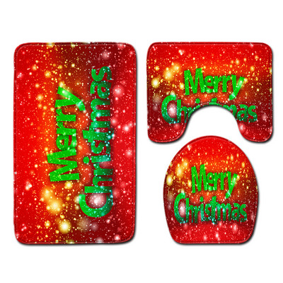 Zeegle Božićna prostirka od 3 komada Set kupaonskih prostirki Podnožje za prostirku Poklopac za WC školjku Flanelska protuklizna prostirka za kupaonicu Proizvod za uređenje doma Kupaonica