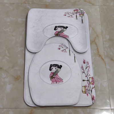 Otirač za WC školjku u obliku slova U. Komplet kupaonskih prostirača s prugama s otiskom Otirač za kupaonicu. Kućni dekor. Rasprodaja tepiha. Brza dostava