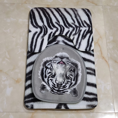 Otirač za WC školjku u obliku slova U. Komplet kupaonskih prostirača s prugama s otiskom Otirač za kupaonicu. Kućni dekor. Rasprodaja tepiha. Brza dostava