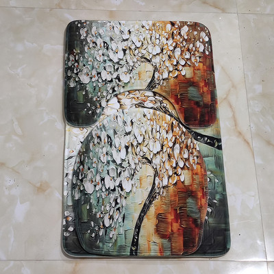 Otirač za WC školjku u obliku slova U. Komplet kupaonskih prostirača s prugama s otiskom Otirač za kupaonicu. Kućni dekor. Rasprodaja tepiha. Brza dostava