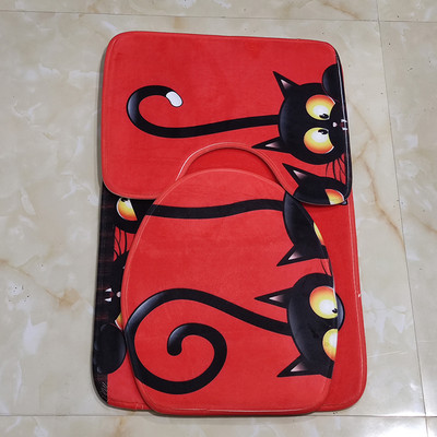 Otirač za WC školjku u obliku slova U. Komplet kupaonskih prostirača s prugama s otiskom Otirač za kupaonicu. Kućni dekor. Rasprodaja tepiha. Brza dostava