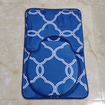 Otirač za WC školjku u obliku slova U. Komplet kupaonskih prostirača s prugama s otiskom Otirač za kupaonicu. Kućni dekor. Rasprodaja tepiha. Brza dostava