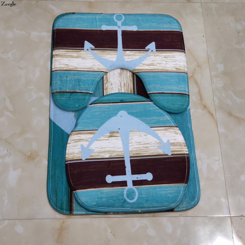 Otirač za WC školjku u obliku slova U. Komplet kupaonskih prostirača s prugama s otiskom Otirač za kupaonicu. Kućni dekor. Rasprodaja tepiha. Brza dostava