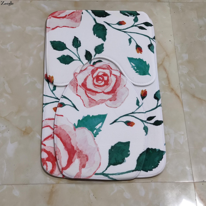 Otirač za WC školjku u obliku slova U. Komplet kupaonskih prostirača s prugama s otiskom Otirač za kupaonicu. Kućni dekor. Rasprodaja tepiha. Brza dostava