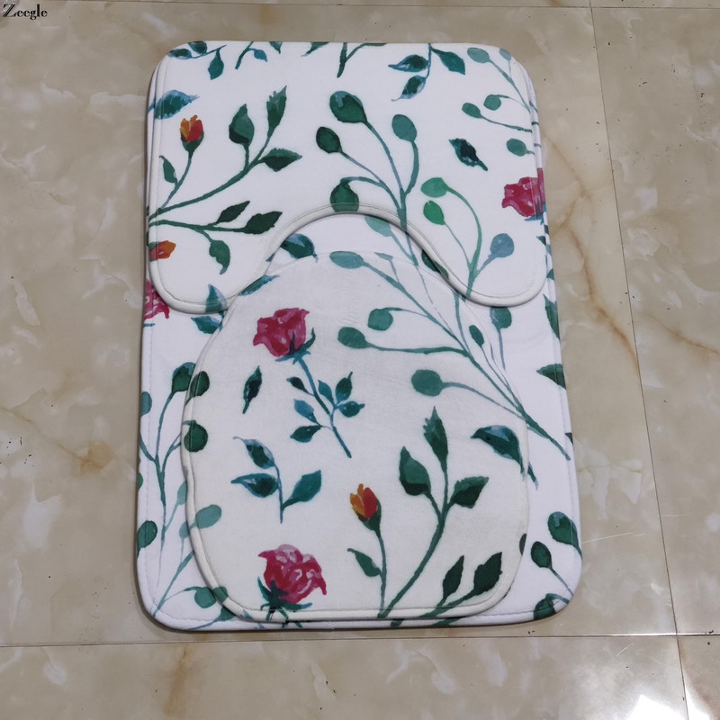 Otirač za WC školjku u obliku slova U. Komplet kupaonskih prostirača s prugama s otiskom Otirač za kupaonicu. Kućni dekor. Rasprodaja tepiha. Brza dostava