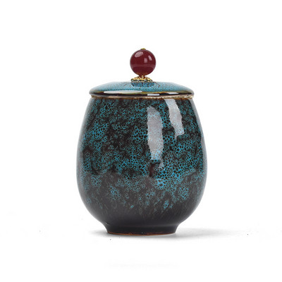 Urna za kremiranje - Pogrebna urna za kućne ljubimce - Izrađena od keramike Ručno oslikana - Prikazana pogrebna urna kod kuće ili u niši u Columbariumu