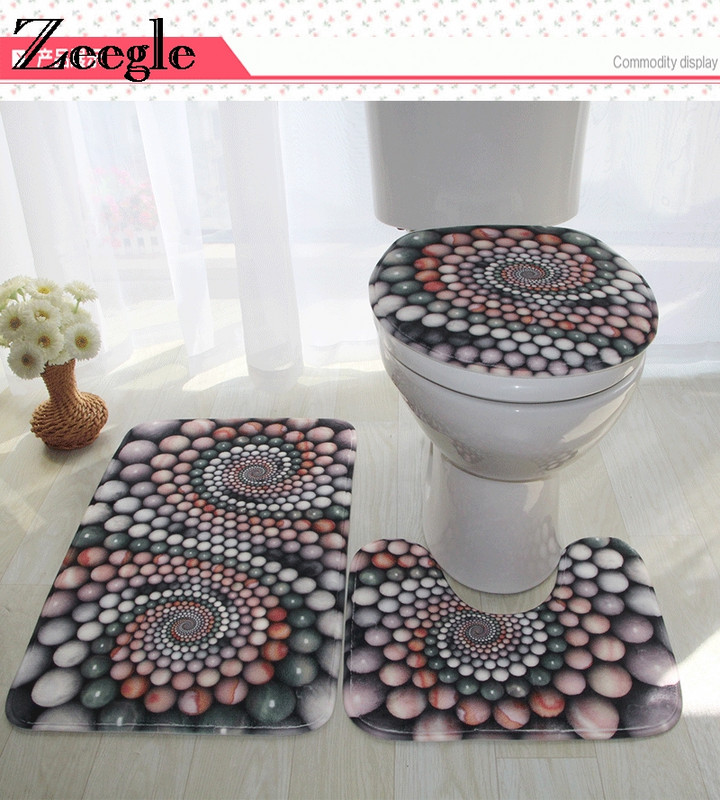 Zeegle Set prostirki za kupaonicu od 3 komada WC prostirke Neklizajući tepih za kupaonicu Poklopac poklopca WC školjke Otirači za noge Upijajuće kupaonske prostirke Prostirke za kupaonicu