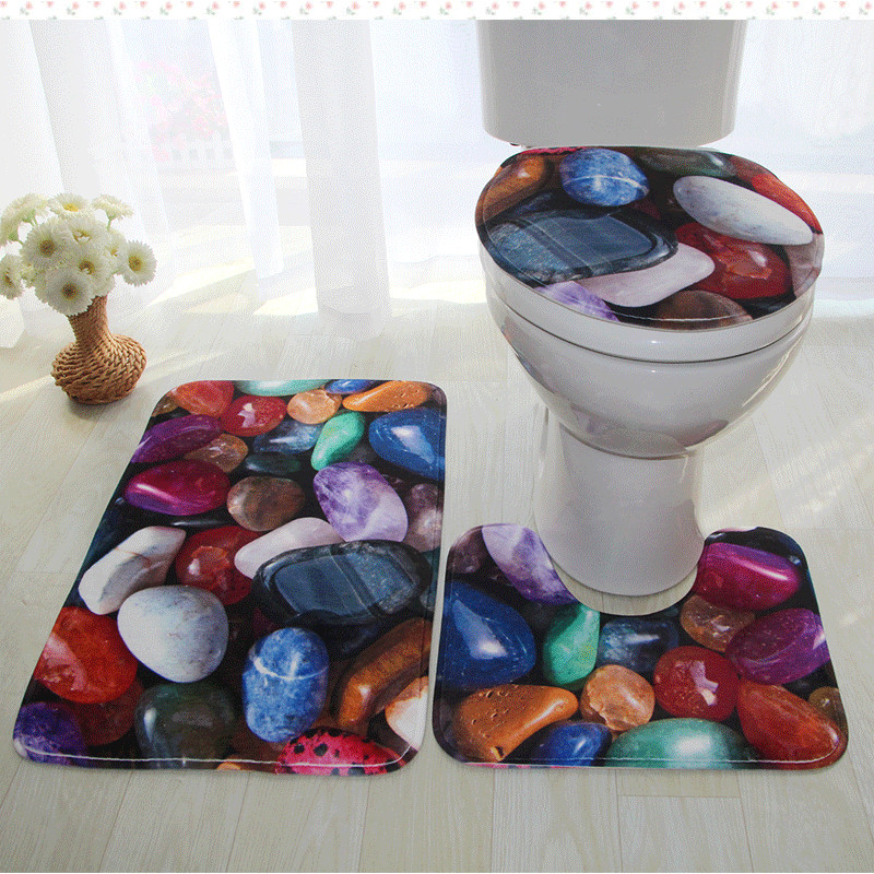 Zeegle Set prostirki za kupaonicu od 3 komada WC prostirke Neklizajući tepih za kupaonicu Poklopac poklopca WC školjke Otirači za noge Upijajuće kupaonske prostirke Prostirke za kupaonicu